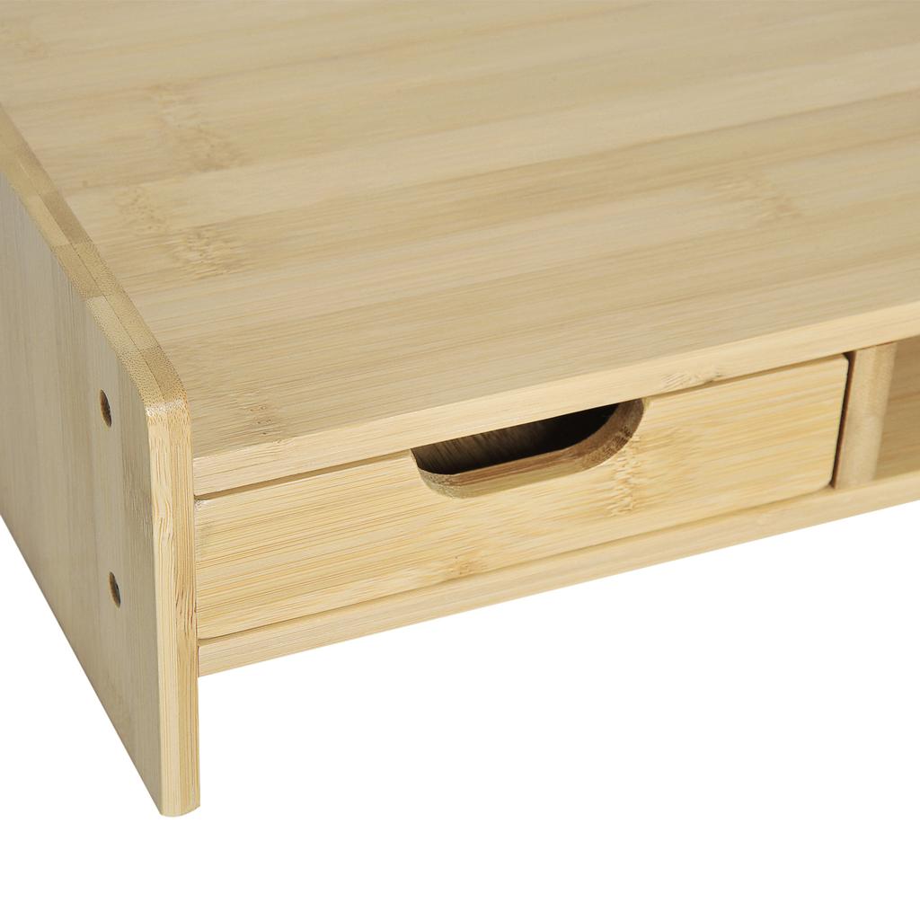 Monitor Riser Laptop PC Plinth Stand TV Computer Desktop Organiser W/ Drawer Bamboo