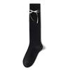 Ladies Spring and Summer Solid Color Sweet Tie Bow Calf Socks