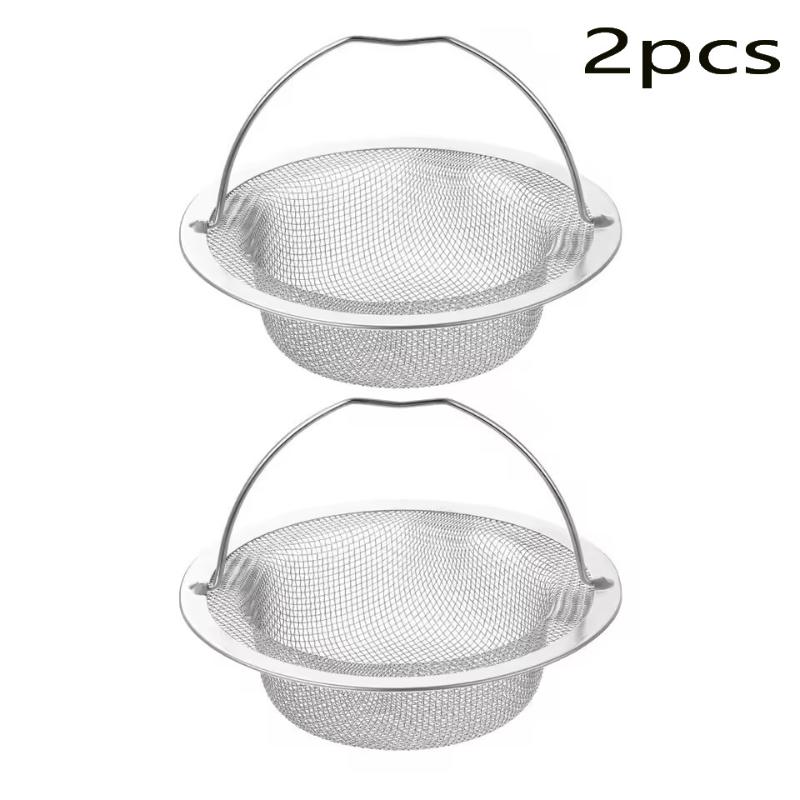 2/4PCS Stainless Steel Kitchen Sink Filter Kitchen Garbage Food Residue Dishsink Filter With Handle Metal Sink Strainer