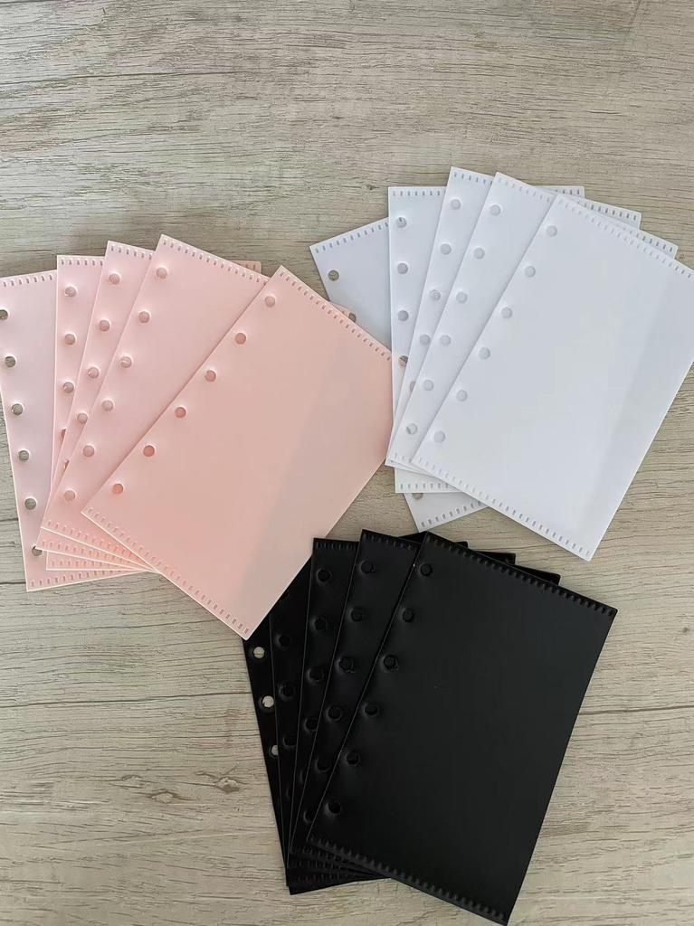 5 Stück A7 Rosa Schwarze Mappen-Taschen Mappen für Notizbuch Trennblätter Wasserdichte PVC-Blätter Dokumentenablage-Tasche