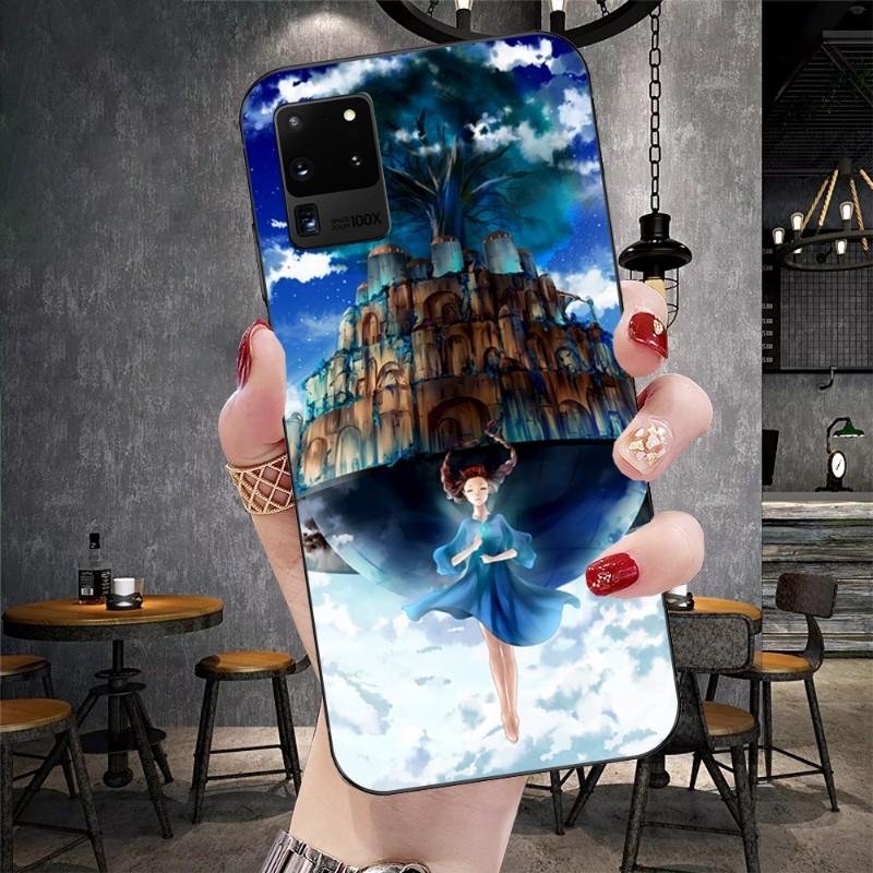 Castle In The Sky Japan Phone Case For Samsung Galaxy S6 S7 S8 S9 S10 S21 S22 Plus Ultra Soft Black Phone Cover