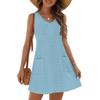 Women's Fashion Casual Summer Cuffs Bag V-neck Solid Color Dress Beach Sundress