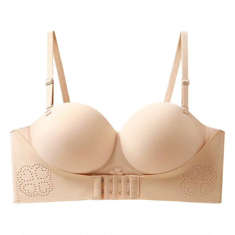 

Женский бюстгальтер без бретелек с застежкой спереди и эффектом пуш-ап: Маленький увеличивающий грудь, нескользящий, предотвращающий провисание, невидимый бюстье с красивым дизайном спины. 40/90C