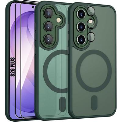 Shockproof Case - BOOLING - for Samsung Galaxy S26 Plus - with Magnetic Ring - 2 Glass Protectors - Night Green