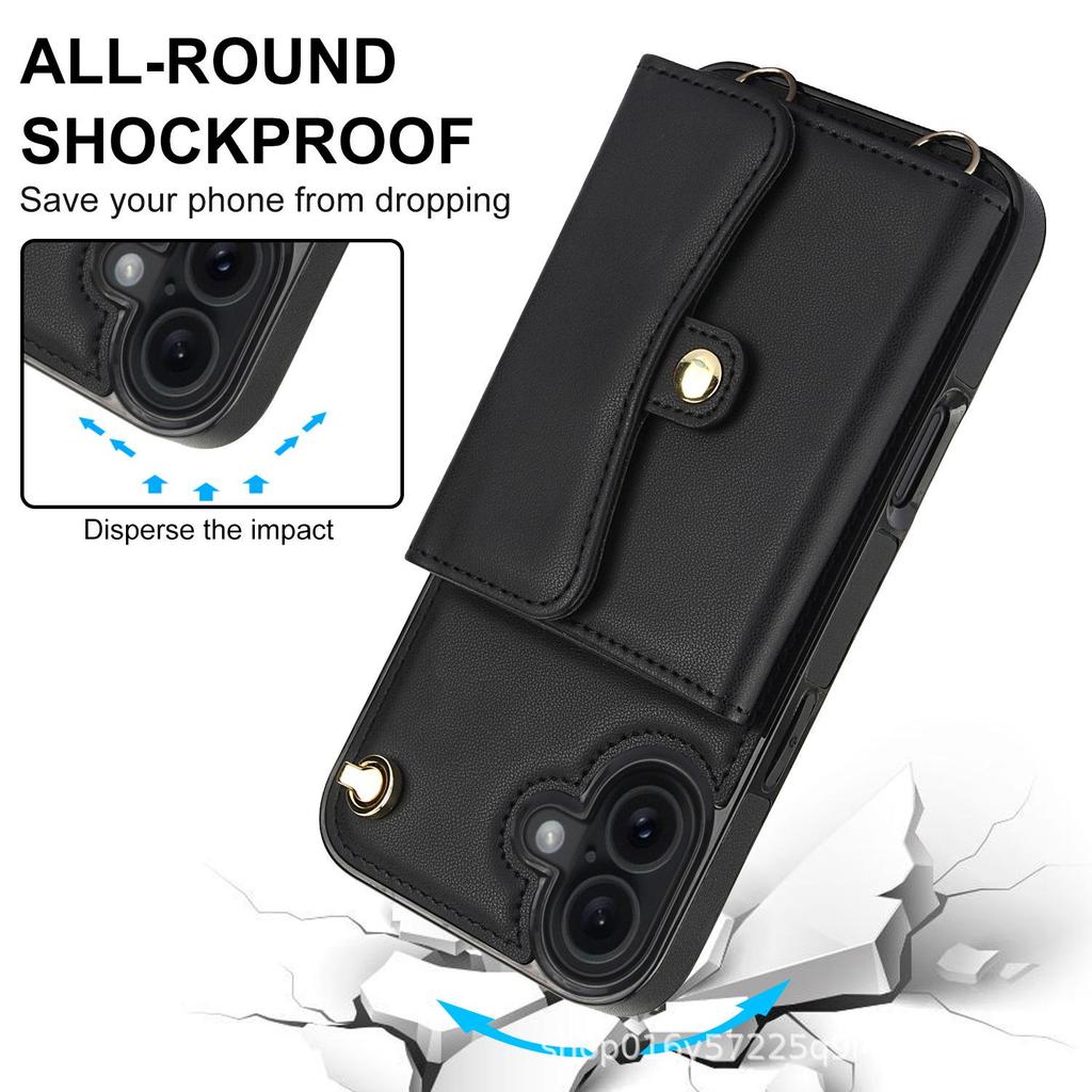 iPhone 17 Crossbody Wallet Case - Leather Protective Cover with Zipper Card Slot for Apple 16 Pro Max