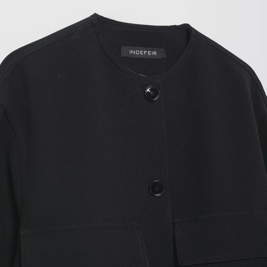2024 Autumn Black Women's Casual Jacket with Pockets - European & American Style