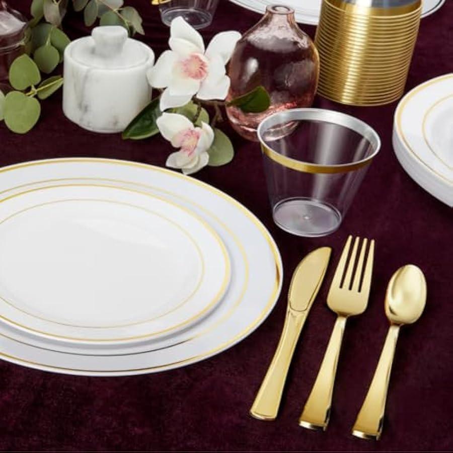 

Набор из 50 золотых пластиковых столовых приборов: 26 вилок, 12 ложек, 12 ножей. Не содержит БФА. Сверхпрочные столовые приборы для всех случаев. United States