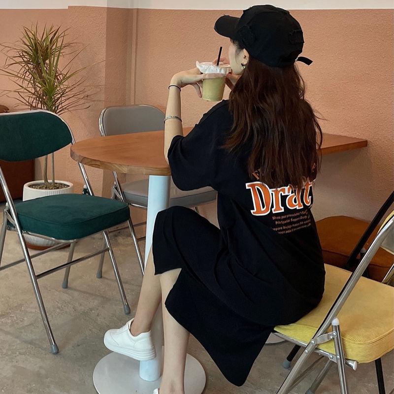 

Loose Plus-size Women s Round-neck Short-sleeved T-shirt Dress Long and Laid-back Women s Dress Sleeping Dress 4XL чорний