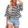 Topy dla kobiet Modne w paski T-shirty dla kobiet Projekt z blokowaniem kolorów Luźna podstawowa koszulka