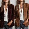 Elegant Brown Suede Women's Jacket with Pockets and Buttons - 2026 Cross-Border Autumn Collection