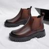 Fashion New Mens High Top Boots Italian Office Chelsea Boots Luxury Brand British Style Casual Leather Ankle Boot for Men Platform Boots
