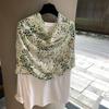 Spring And Summer Versatile Fashion Scarf French Bronzing Printing Silk Scarf Cotton And Linen Feel Silk Scarf Travel Sunscreen Shawl Women