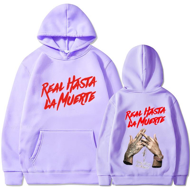Anuel AA Potištěné mikiny Mikina Kabát Real Hasta La Muerte ležérní Teplákové Kostým Unisex Dámské Oblečení Anime Pulovr Mikina