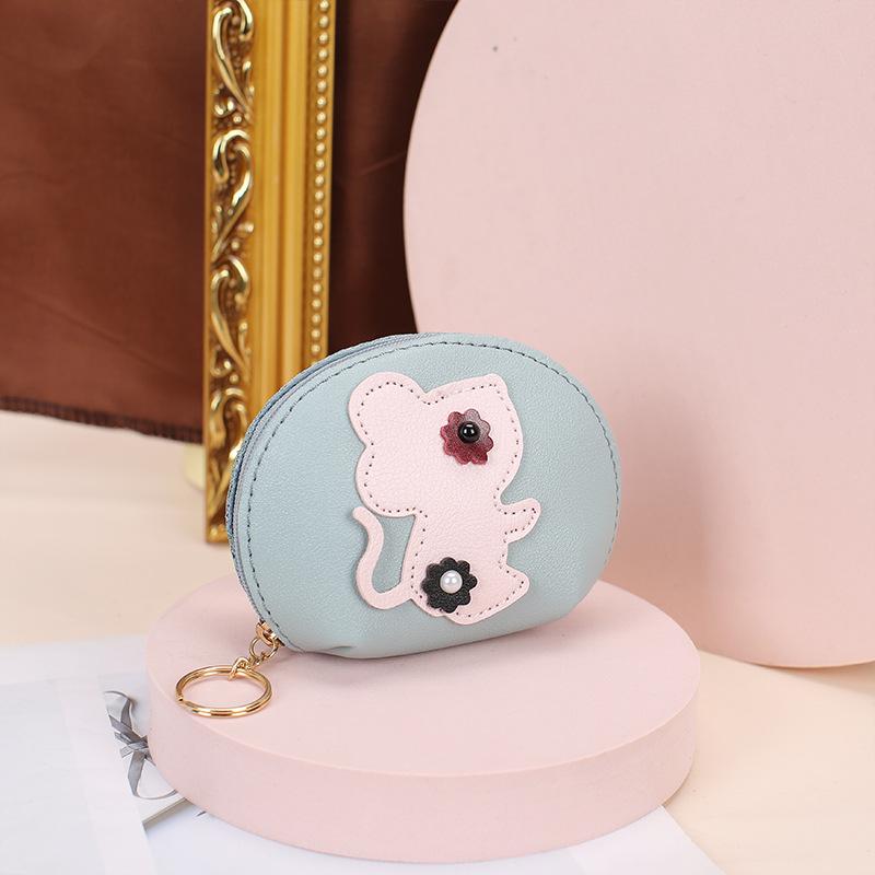

Creative Cute Little Mouse Coin Purse Cartoon PU Key Bag Mini Zip Wallet Keyring Pendant Women ID Credit Card Bag синий