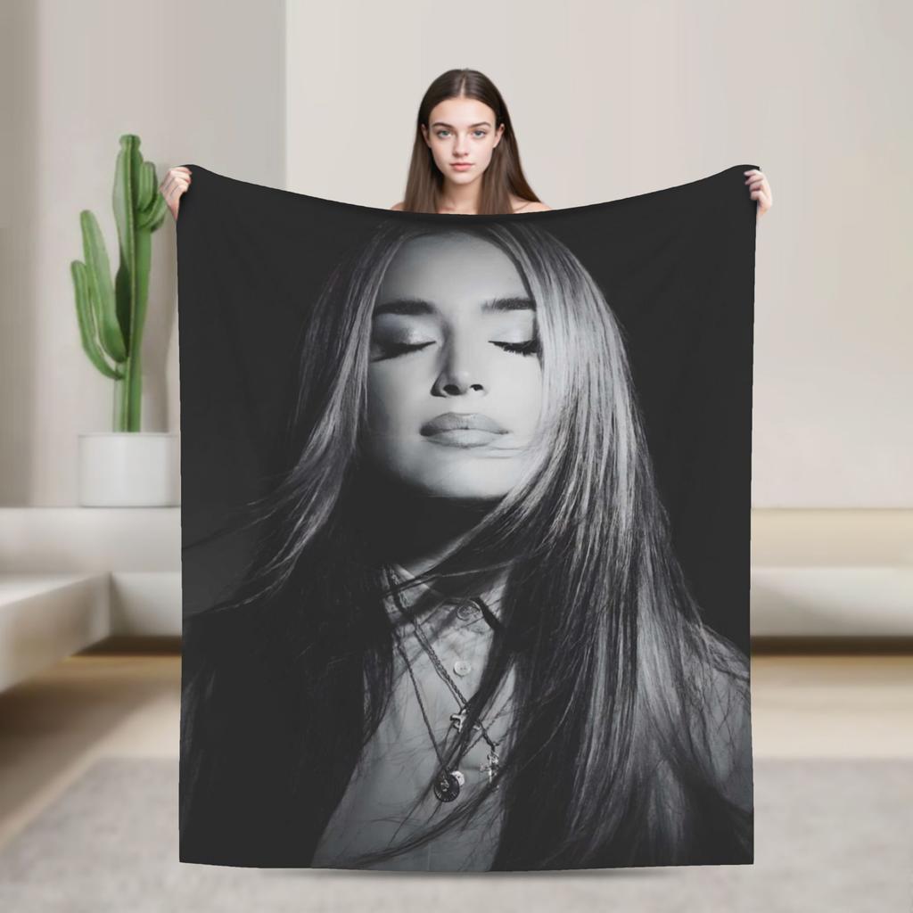Lolas índigos Spanish Singer Bedding Throws Soft Cozy Graphic Blanket  For Home Decor Plane Travel Flannel Bedspread Bed Cover