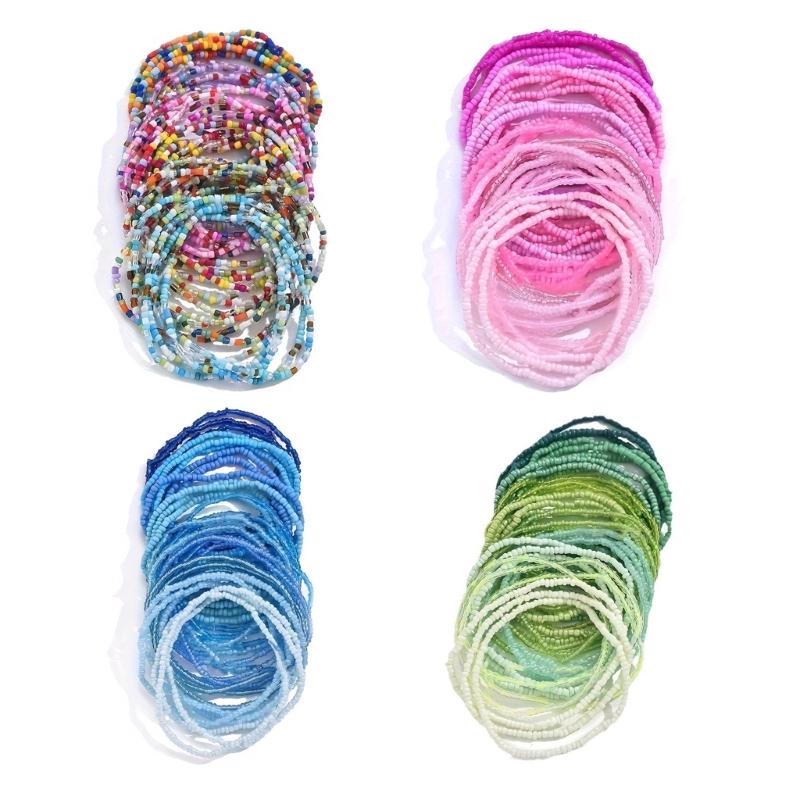 Elegant Glass Bead Bracelet Set 30pcs Colorful Bohemian Beads Anklets Bracelet Statement Bead Bracelet Set