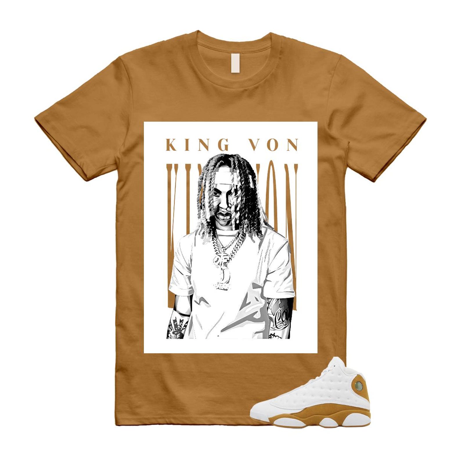 13 Wheat White T Shirt Match KING VON XL
