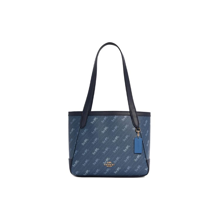 

Coach 27 Carriage Print Coated Canvas And Leather Tote Bag Women Tote Bag Blue C4060-IMDEN Basic Set (Bag+Dust Bag)