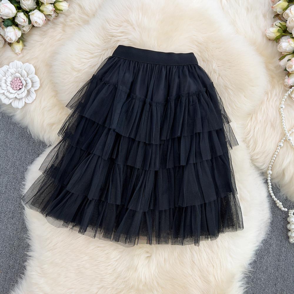 Mesh Multilayer Puff Cake Short Skirt Summer Short High Waist Sexy A-Line Skirt