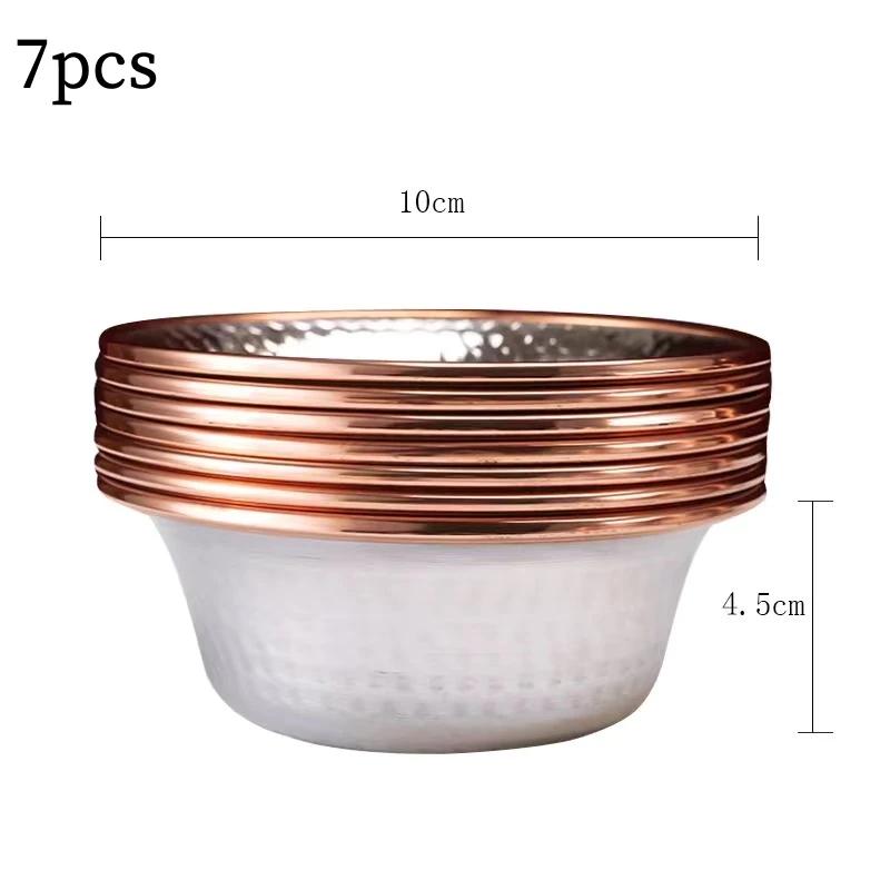 7pcs Pure Copper Tribute Bowl, Auspicious Hammer Stripe Tibetan Bowl 18cm Holy Water Cup Buddhist Home Saucer Desktop Decorative