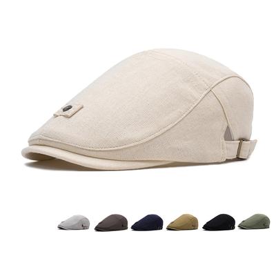 Linen Beret Sunscreen Cap Summer Women's Cap British Vintage Forward Cap Men's Newsboy Hat