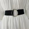 Solid Color Belts for Women Simple Waistband Sweater Corset Coat Seal Elastic Wide Round Buckle Decoration Dress Accessories