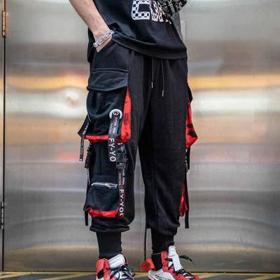 Frauen Männer Cargo Hosen Band Tasche Jogger Elastische Taille Hohe Streetwear Harajuku Punk Baumwolle Hosen