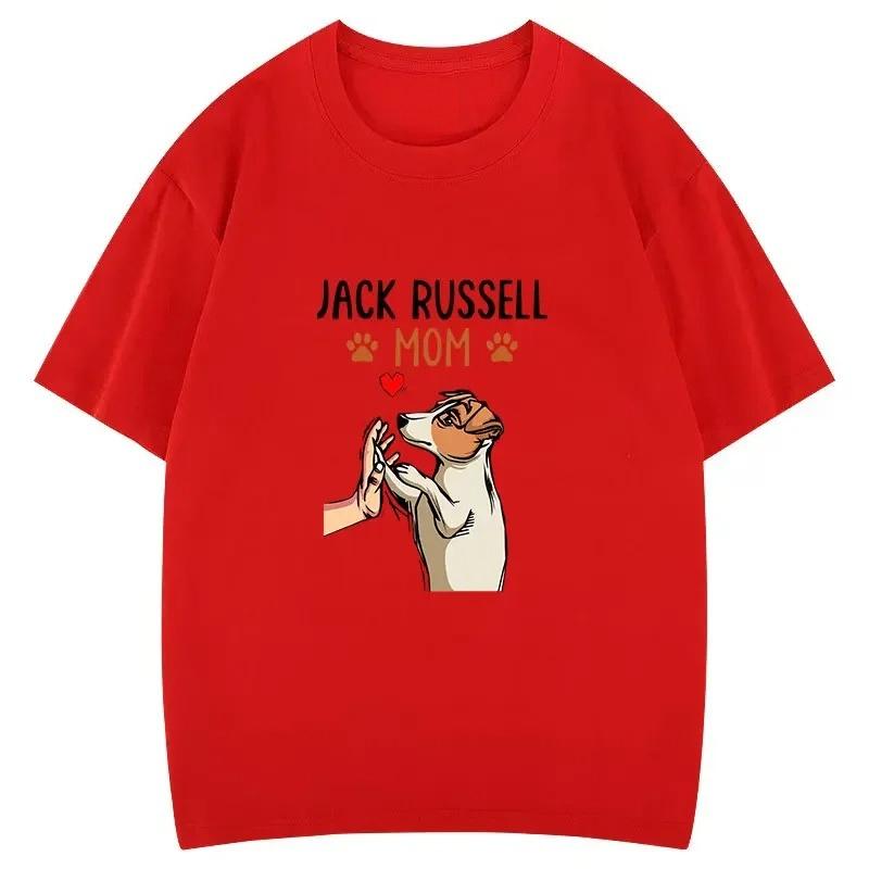 Jack Russell Terrier Mom Cute Dog Mama TShirt Funny Printed Blouse Women Clothing Creative Popular Aesthetics Tops Personality