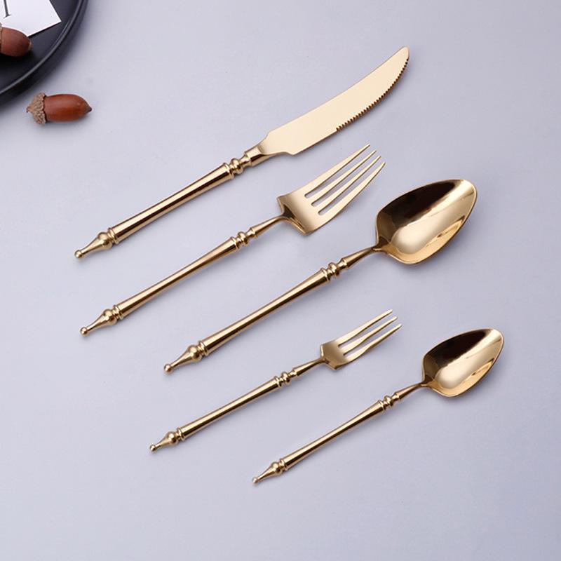 304 Stainless Steel Western Cutlery Set: Knife, Fork, Spoon, Coffee Spoon, Roman Column Design, European Style, 4-Piece