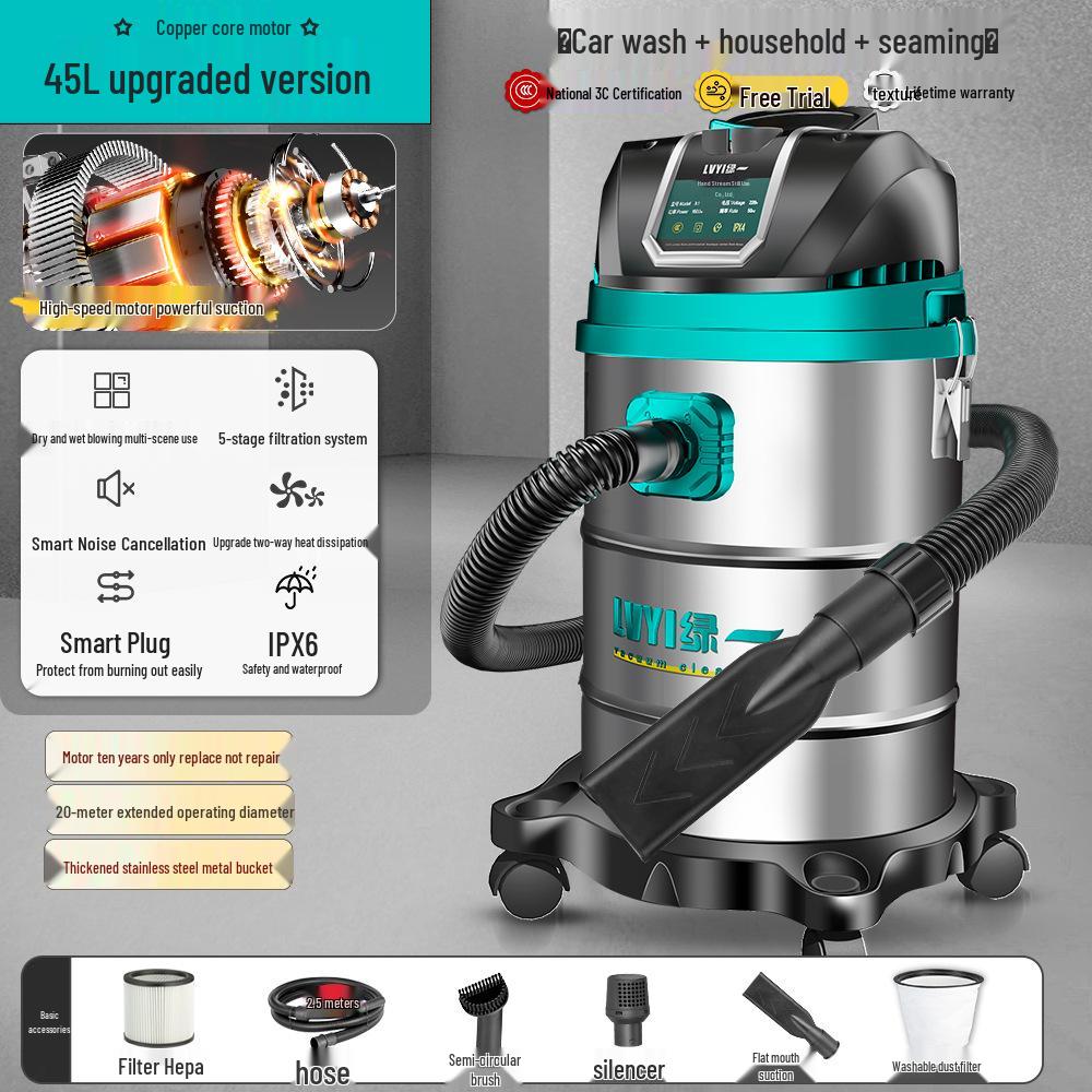 High-Power Industrial Vacuum Cleaner - Large Suction for Home, Auto, Carpet, and Seam Cleaning