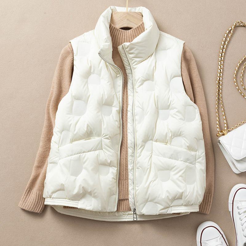 

Женский легкий осенний пуховый жилет 2025 года – Безрукавная куртка для миниатюрных фигур Small белый