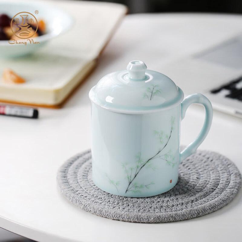 Jingdezhen Ceramic Office Mug with Lid and Handle