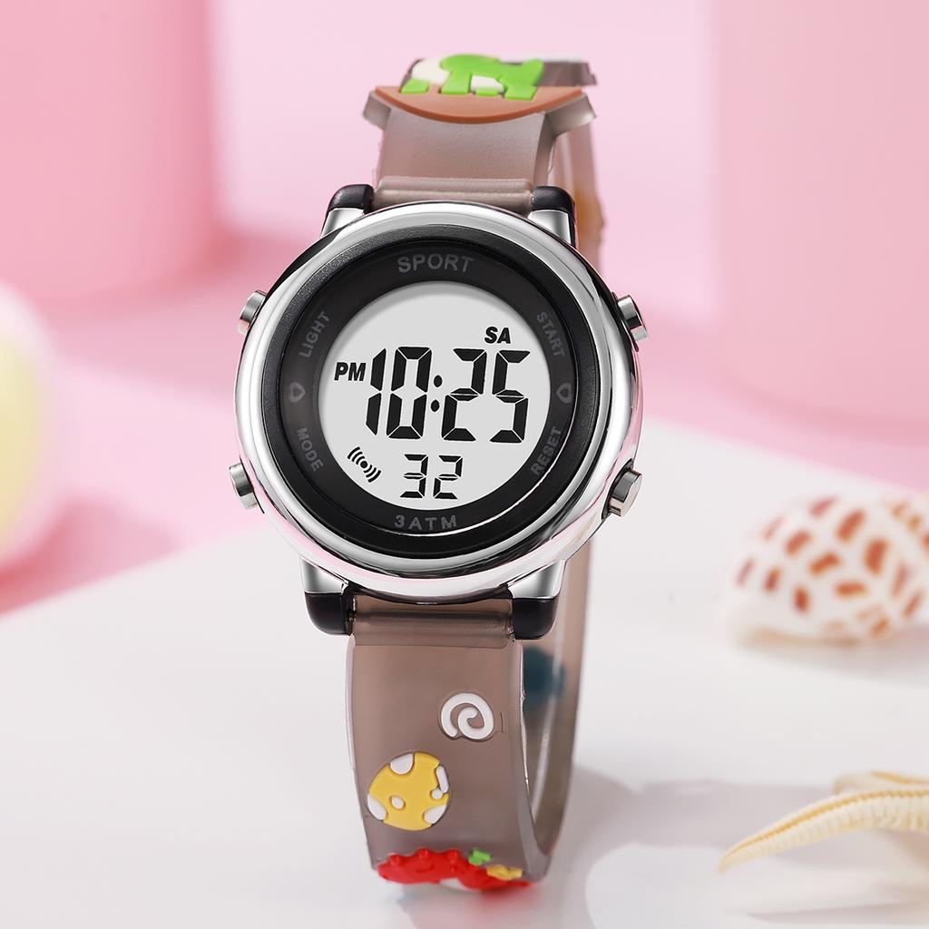 Fashionable and cute cartoon dinosaur silicone strap LED screen children's electronic watch, suitable for daily wear, Christmas