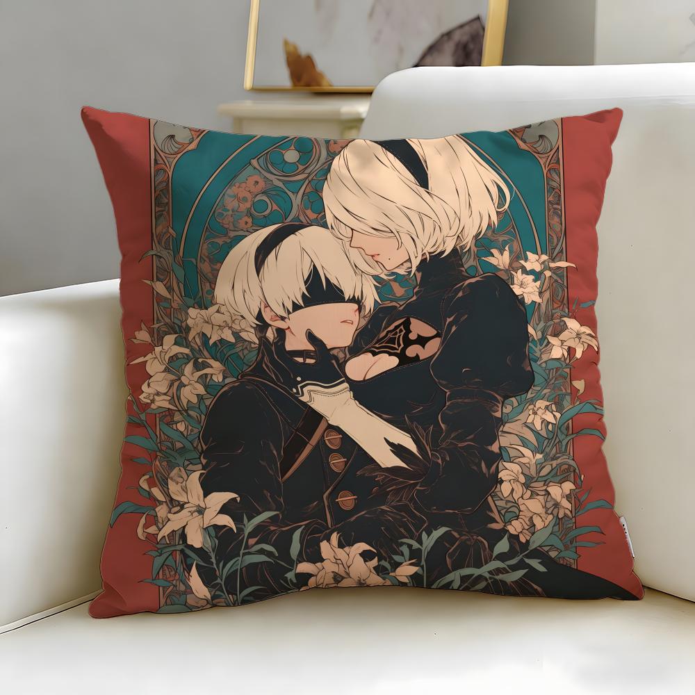popular game Nier Automata Cushion Cover Soft & Easy-Wash Pillow Case – Versatile for Couch, Bed, Travel and Office