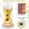 Sunflower Gifts for Women, Artificial Sunflowers In Glass Dome with LED Strip, Sunflower Decor On Mother's Day, Valentine's Day,