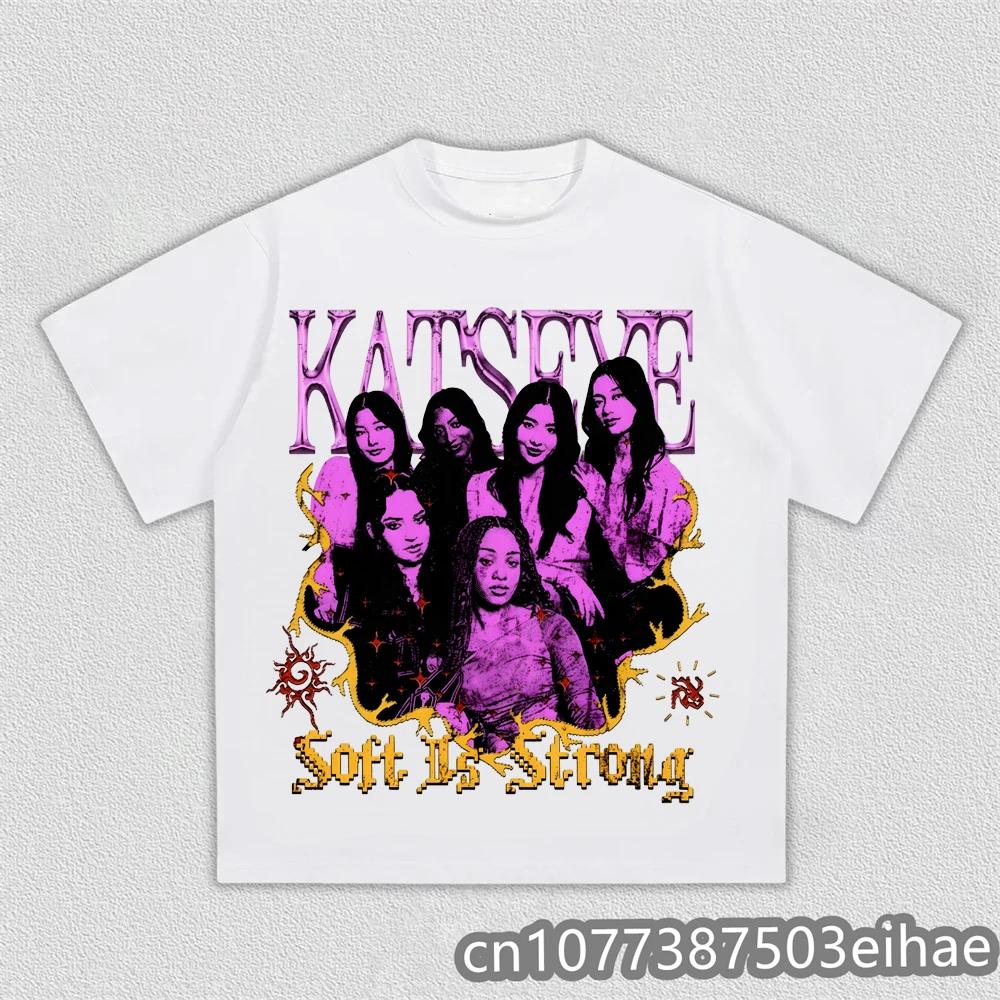Unisex Y2K Vintage Katseye Kpop The Beautiful Chaos Tour TShirt Cotton Graphics Short Sleeve Streetwear Fashion