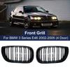 1Pair Car Front Kidney Grills Gloss Black Double Slat Hood Grill For BMW 3 Series E46  2002-2005 Racing Grille Car Replacement