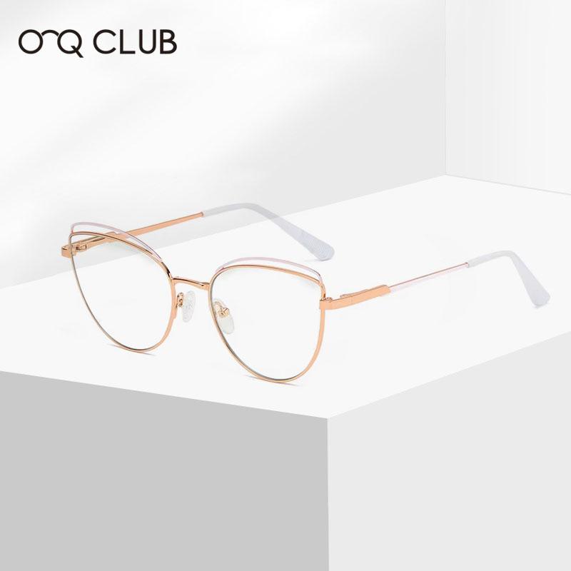 O-Q CLUB Lentes Graduadas para Ler Óculos Anti Luz Azul Armação de Óculos Olho de Gato Óculos de Sol Femininos para Homens Óculos de Leitura Luneta