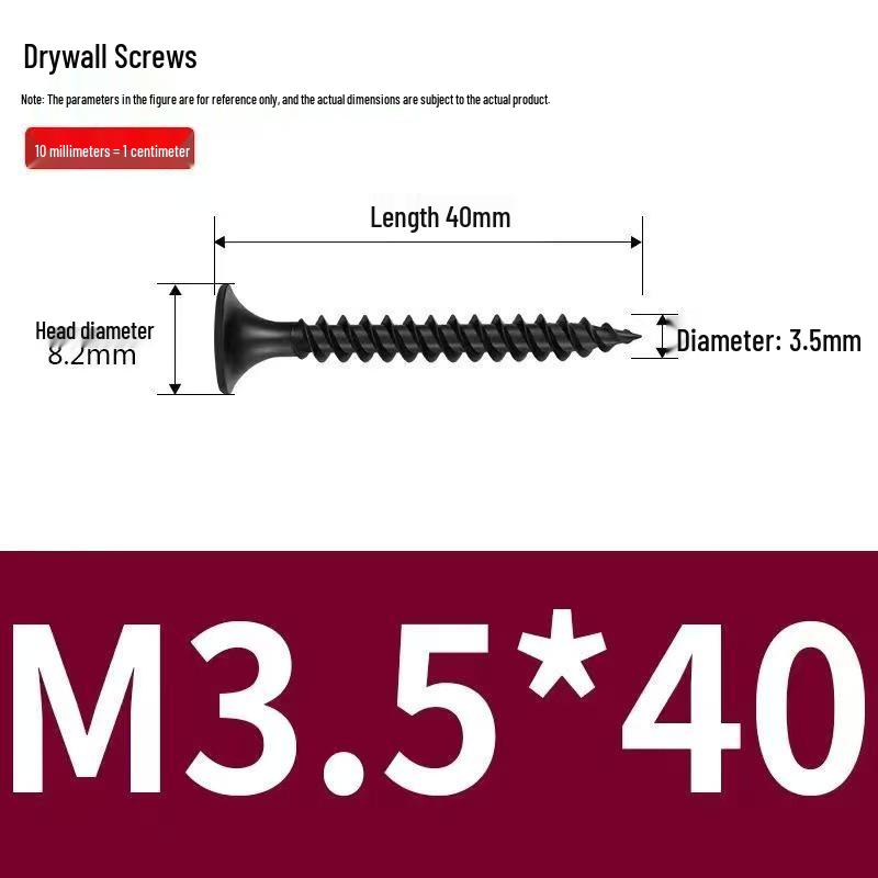 High-Strength Black Phosphated Drywall Screws with Fine Thread for Ceiling & Woodworking