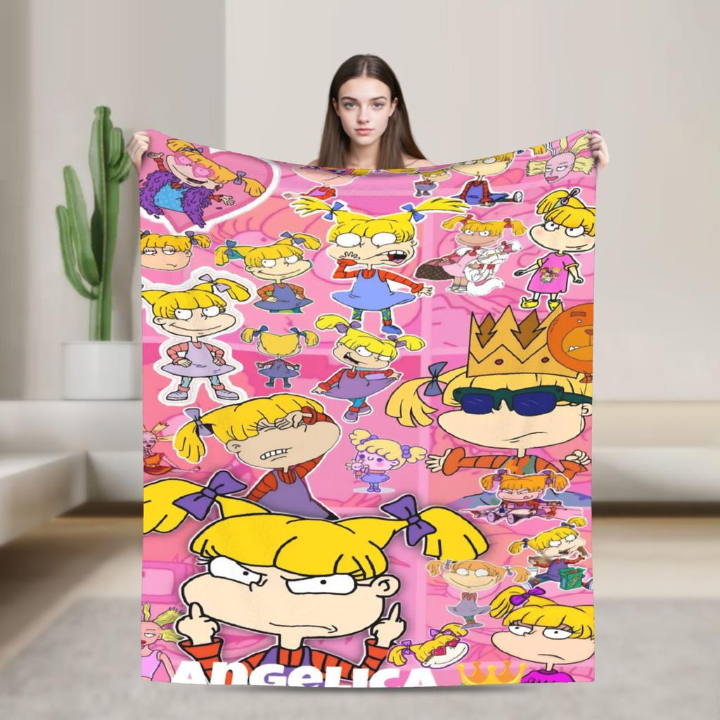 Rugrats Angelica Pickles Pattern Blanket Soft Fluffy Plush Throw Blanket For Living Room Camping Flannel Bedspread Bed Cover