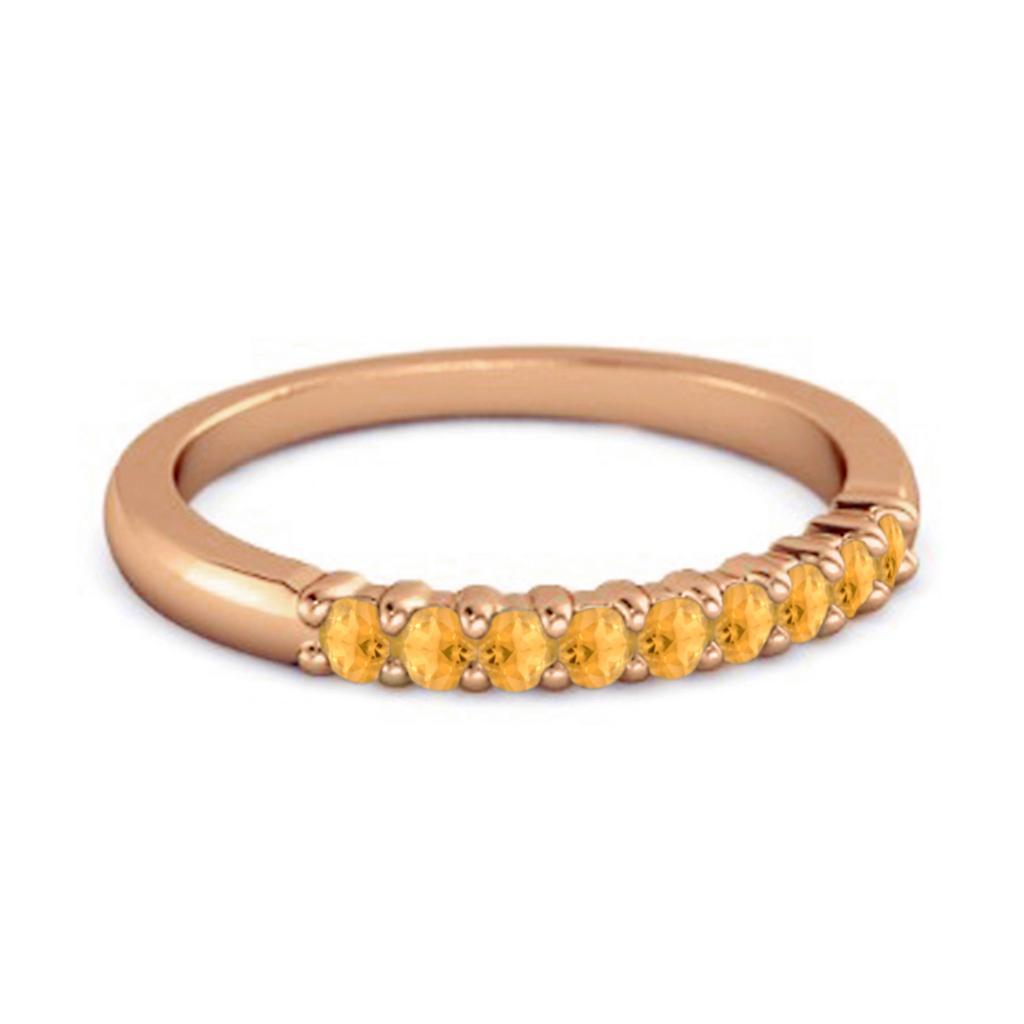 Citrine Eternity Delicate Stackable Band Ring - 925 Sterling Silver Rose Gold Vermeil