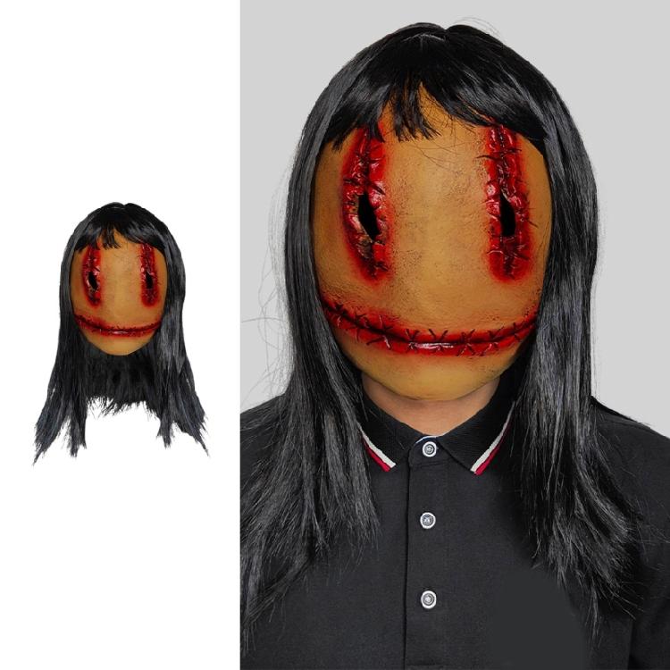 Realistic Female Ghostly Full Face Mask Headgear Scary Bloody Mask with Hair Movies Halloween Cosplay Costumes Gifts