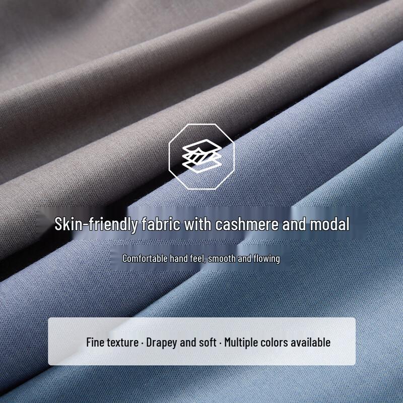 Langdeng Men's Cashmere Modal Blend Long-Sleeve Formal Shirt