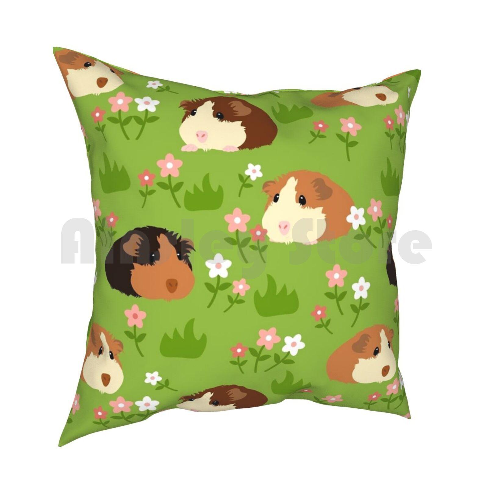 Guinea Pig And FlowersGreen Pillow Case Printed Home Soft DIY Pillow Cover Guinea Pig Guinea Pig Guinea Pig Cute Funny 30x30cm 12x12in
