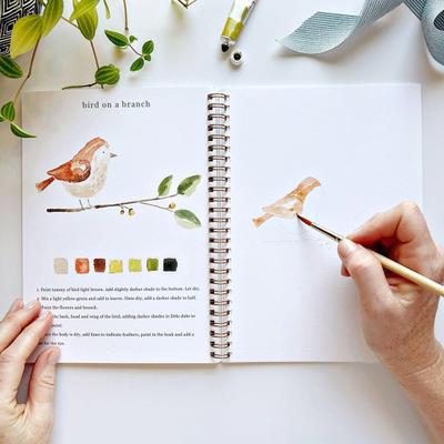 Watercolor Workbook 12 Colors Watercolor Paint Set Beginner-Friendly Birds Flower Watercolor Book for Kids Adults Teens