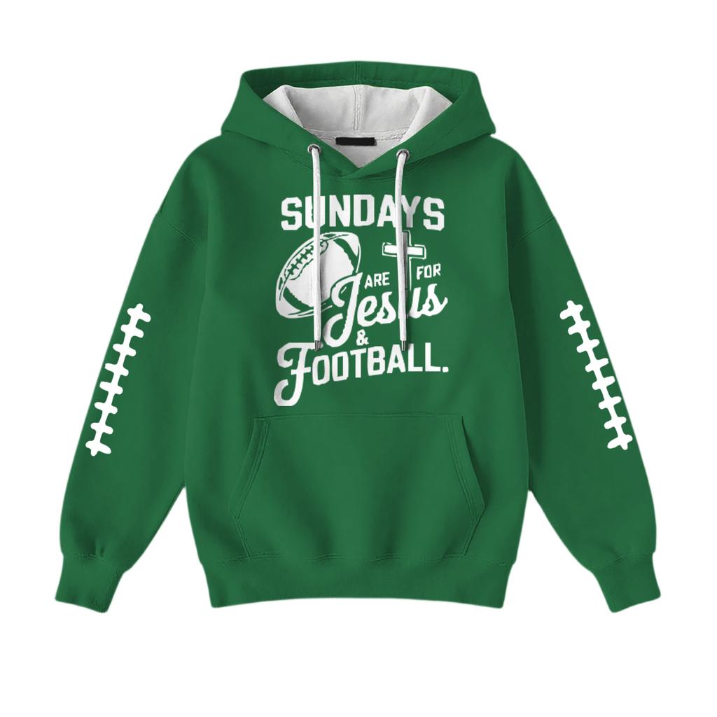 Ladies' Loose And Comfortable Casual Rugby Fun Printed Sports Hooded Sweatshirt