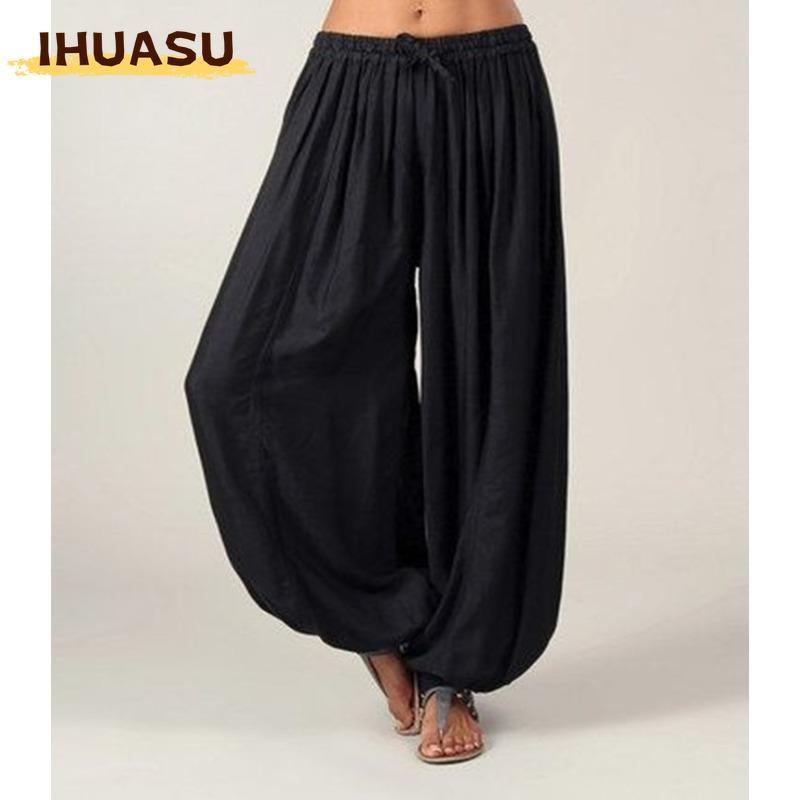 IHUASU Women's Fashion Casual Solid Color Print Pants & Capris