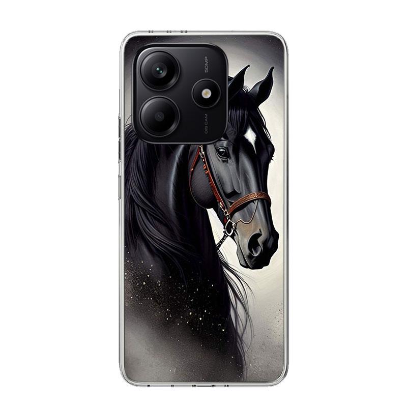 Animal Black Horse Case Phone Cover for Xiaomi Redmi Note 14 13 12S 12 11S 11 11T 11E 10S 10 Pro Plus 9 9S 5G + Trend Fundas