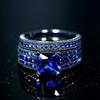 Charm Couple Rings Stainless Steel Black Men's Ring Blue Zircon Women's Ring Sets Valentine's Day Gift Wedding Band Fine Jewelry