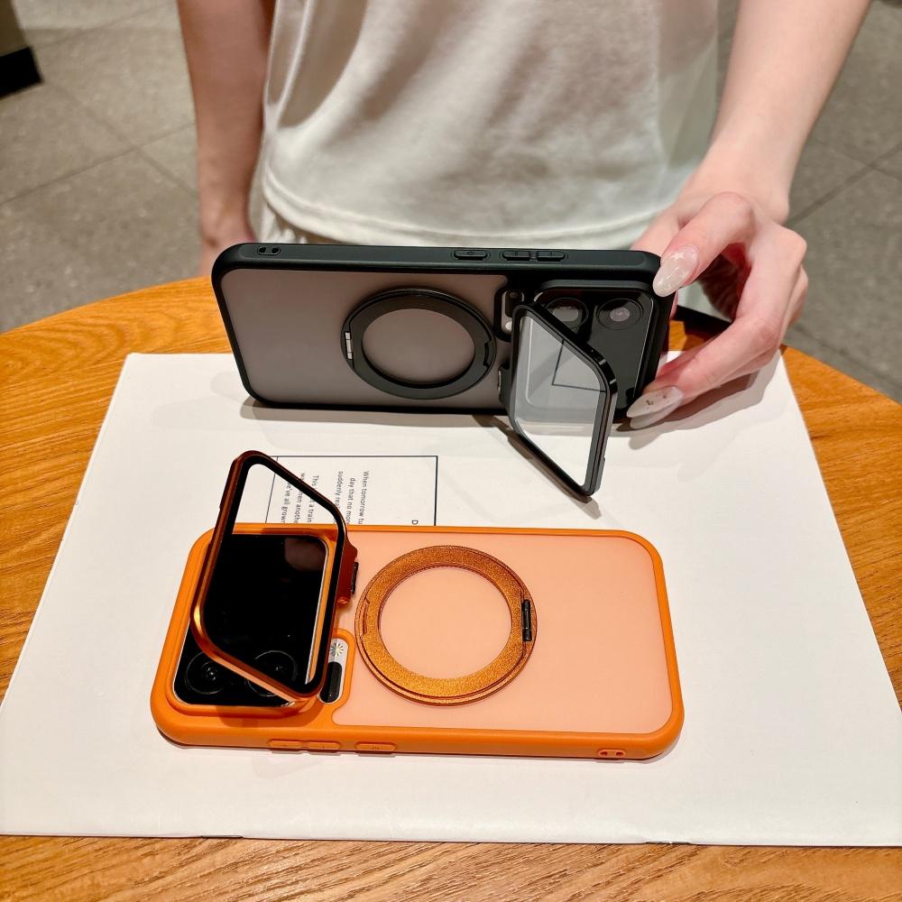 Matte Transparent Magnetic Bracket Holder Case for Xiaomi 17 Pro Max Glass Lens Protection Fold Camera Stand Shockproof Cover